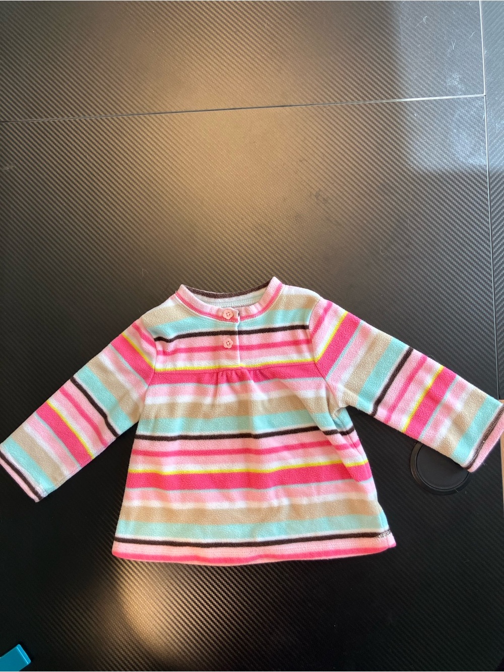 jumping beans Striped Fleece Top in Pink, Aqua, Yellow & Brown
